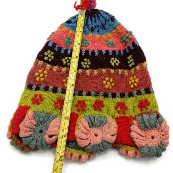 Set of Chullo with Multicolor Wool Gloves Hand Knitted Winter Warm main image 8